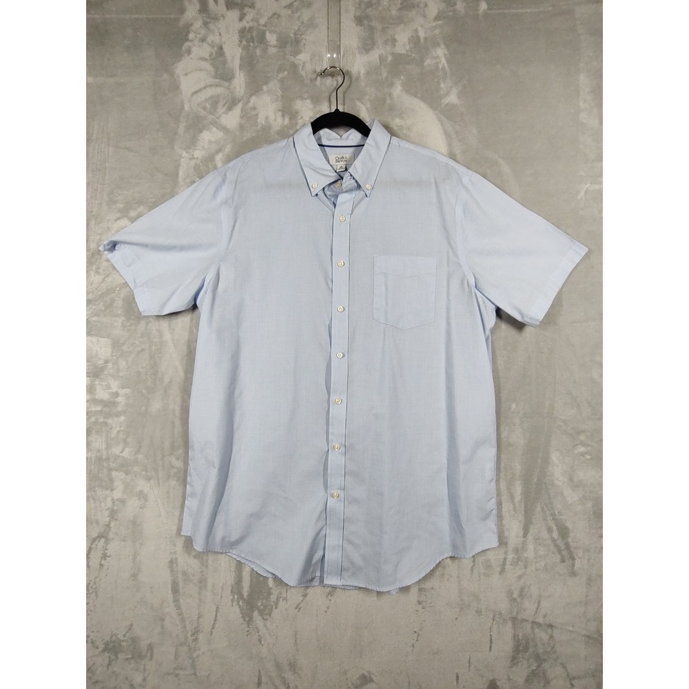 Croft & Barrow Mens XL Tall Light Blue Short Sleeve Button‎ Down Shirt Office